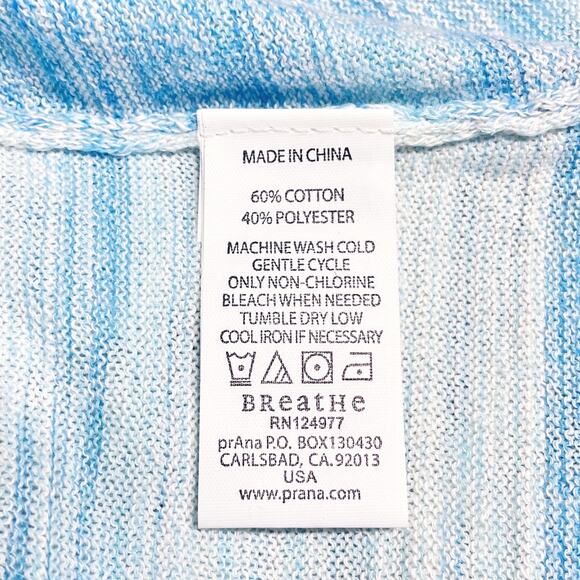 PRANA Gemma Hooded Pullover Sweater in Sky Blue & White Organic Cotton Size XL - Picture 8 of 8